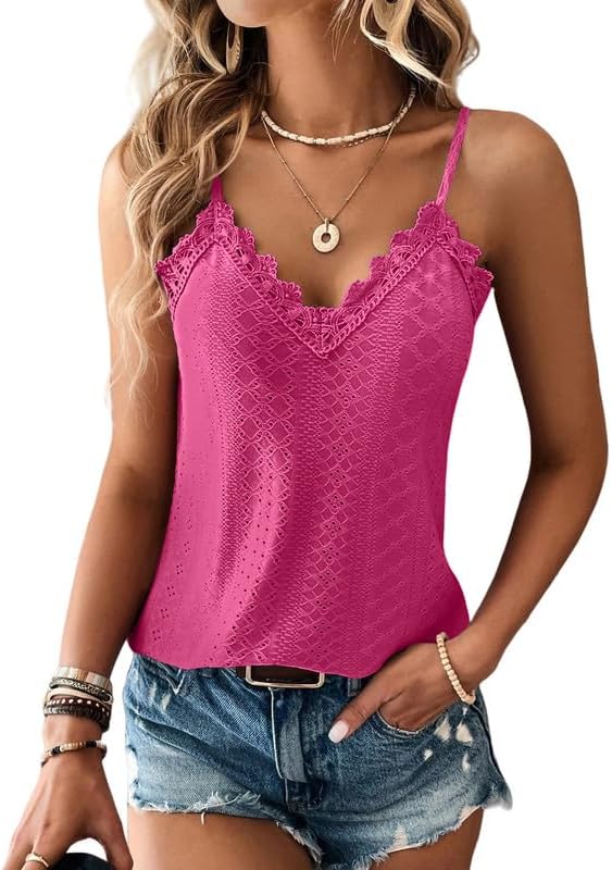 Haibang Chic och elegant sommarlinne dam camisole spets ärmlös spaghettiband topp sexig lös tröja ögla broderi camisole mode casual tanktoppar