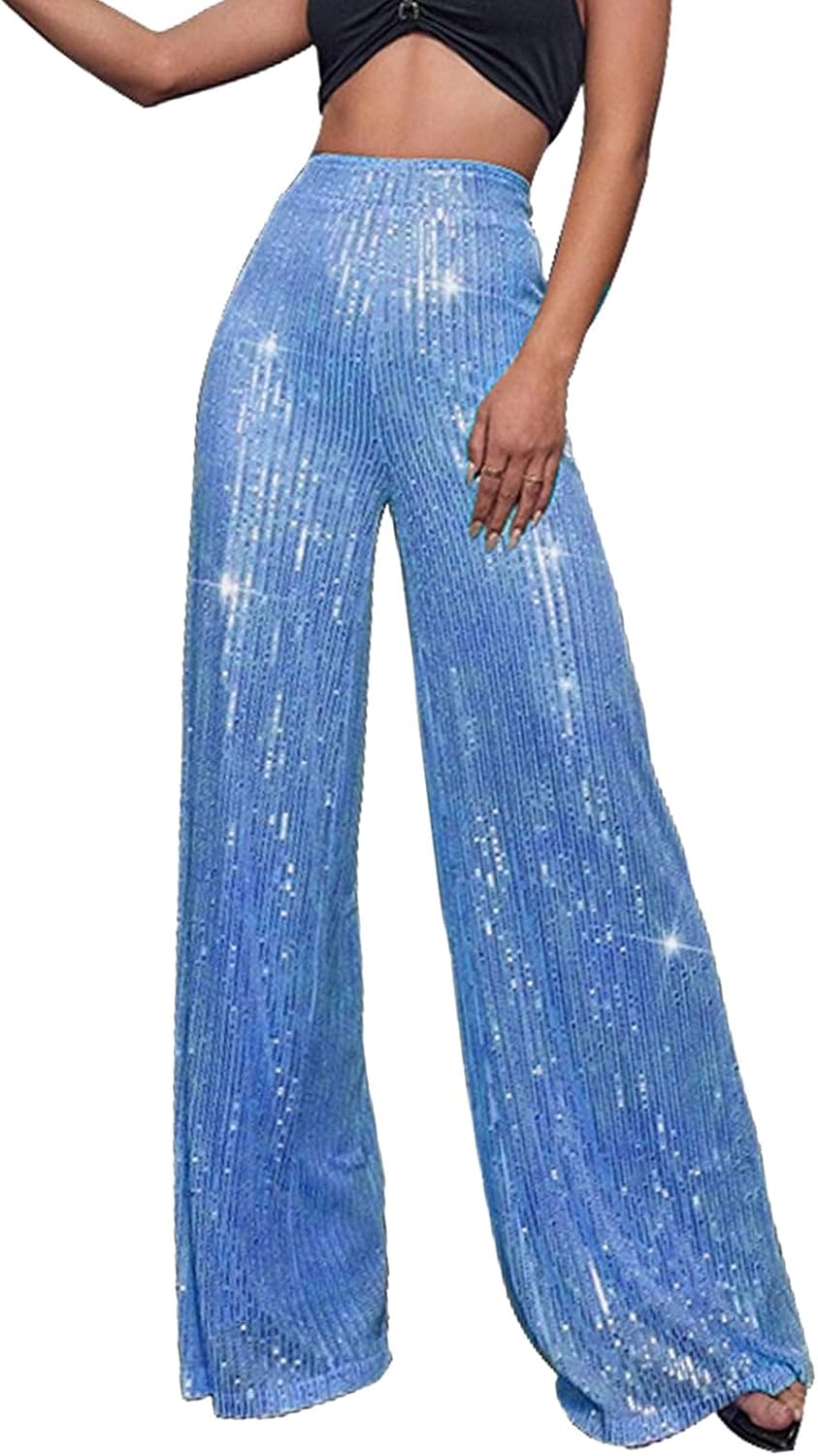 Glitterbyxor, dam, långa guld – paljettbyxor, dam, silver, paljetter, byxor, långa palazzobyxor, glänsande byxor, hög midja, joggingbyxor, långa yogabyxor, karneval, kostym 2025, nyårsafton, outfit,