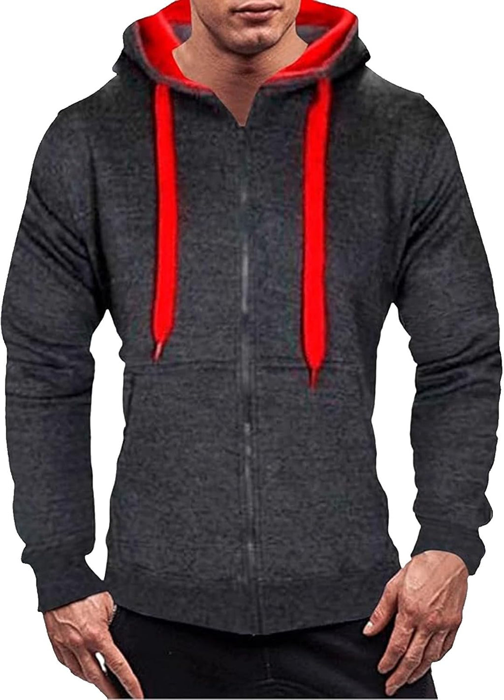 Generisk huvtröja för män, blousonjacka med dragkedja, dragsko, sweatjacka, överdimensionerad lös övergångsjacka, hip hop, trend, bomberjacka, enfärgad, ledig sportjacka för arbete och utomhus