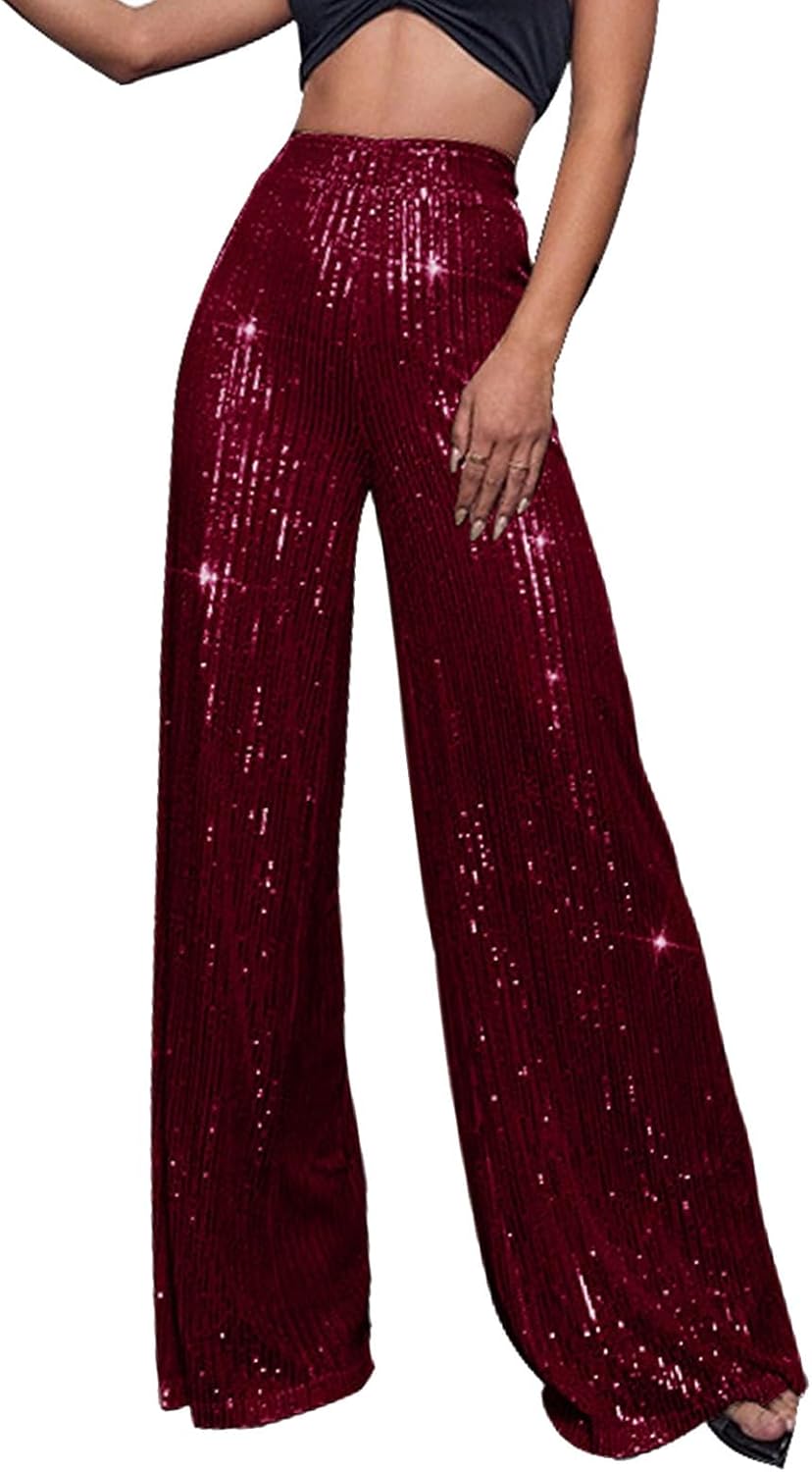 Glitterbyxor, dam, långa guld – paljettbyxor, dam, silver, paljetter, byxor, långa palazzobyxor, glänsande byxor, hög midja, joggingbyxor, långa yogabyxor, karneval, kostym 2025, nyårsafton, outfit,