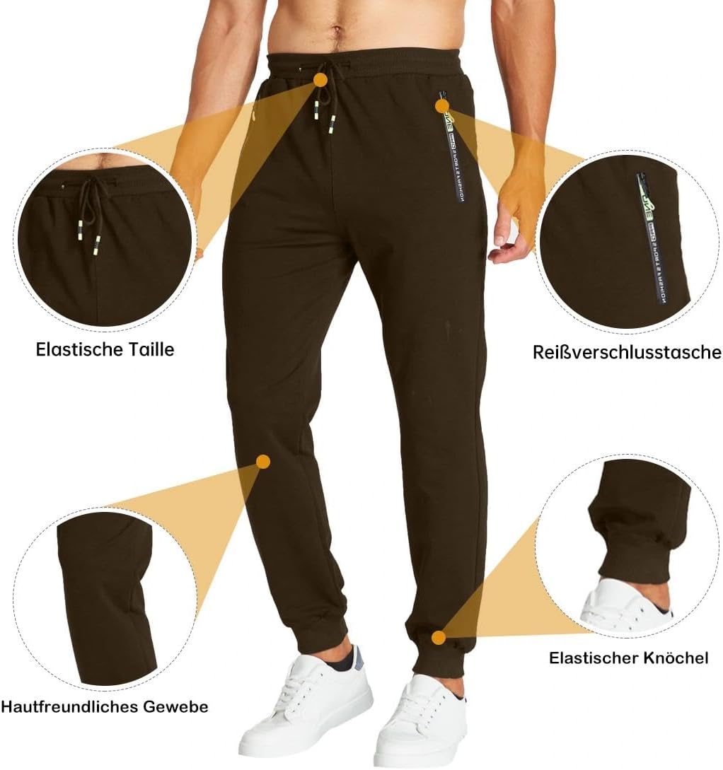 Z0XOZ Joggingbyxor för Män Elastisk Midja bälte Bomull med Dragkedja Fickor träningsbyxor
