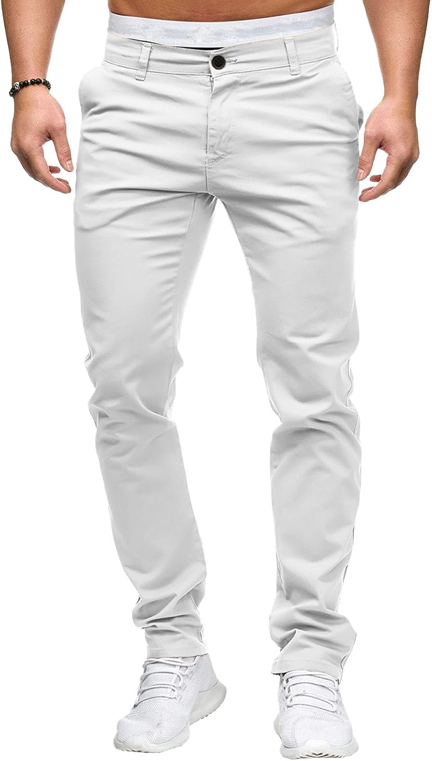 Herrbyxor med slim fit, chinos och stretch framtill, lätta affärsbyxor, vardagliga kontorsbyxor