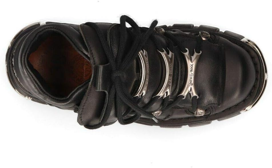 New Rock 106 S1 unisex gotisk punk svart metallisk plattform mode ankelstövlar