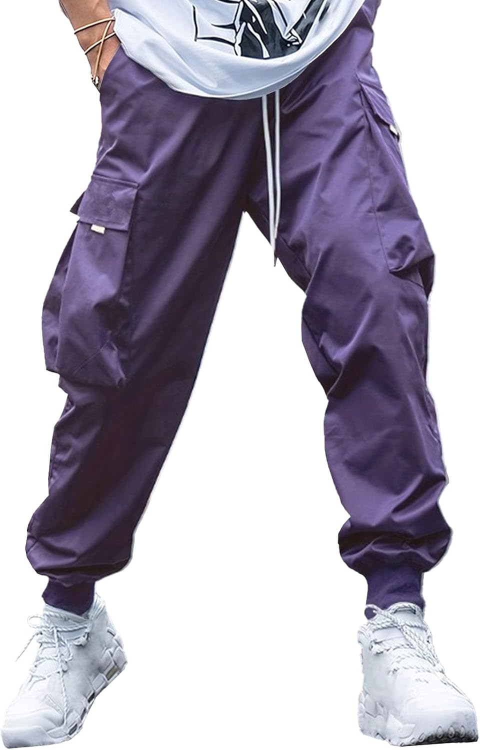 Herr cargo joggingbyxor elastisk midja dragsko säckiga träningsbyxor techwear byxor för män 2025 trendiga kläder