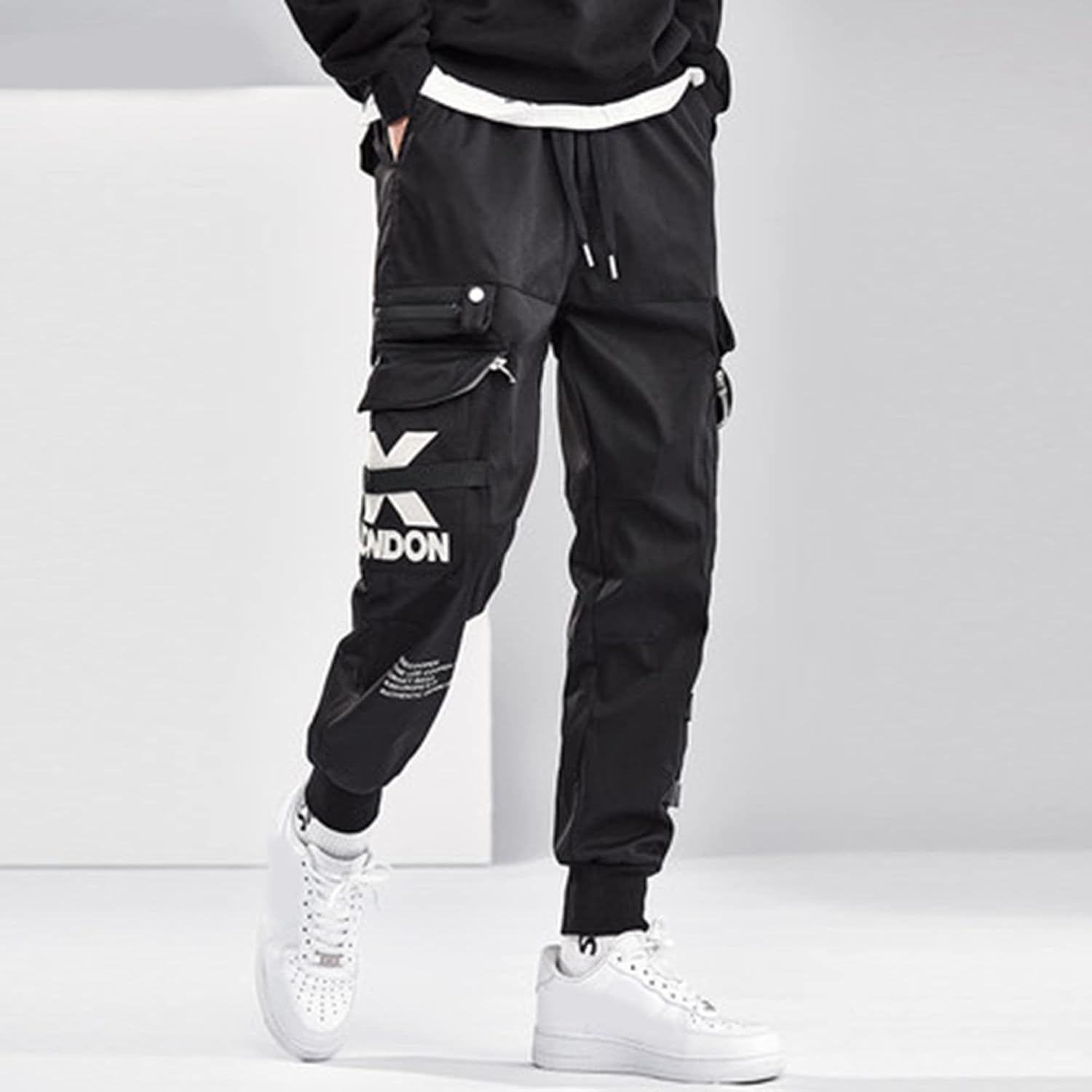 XYXIONGMAO Herr svarta cargobyxor Techwear streetwear hiphop träningsbyxor joggingbyxor cargobyxor för män