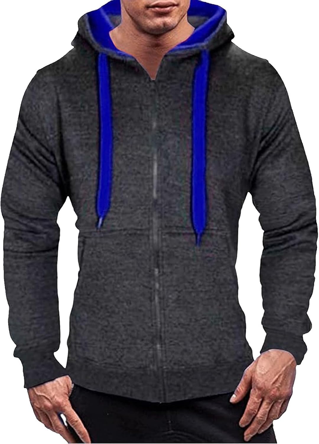 Generisk huvtröja för män, blousonjacka med dragkedja, dragsko, sweatjacka, överdimensionerad lös övergångsjacka, hip hop, trend, bomberjacka, enfärgad, ledig sportjacka för arbete och utomhus