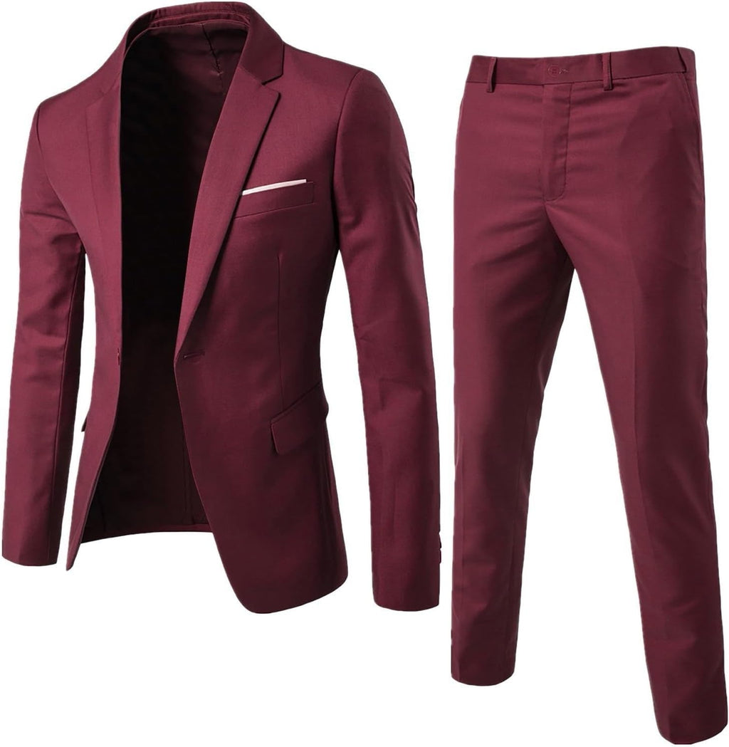 herr 2-delat kostymset slim fit med fallande en-knapp-drömare/brudgum kavaj och byxor för bröllop fest och affärer