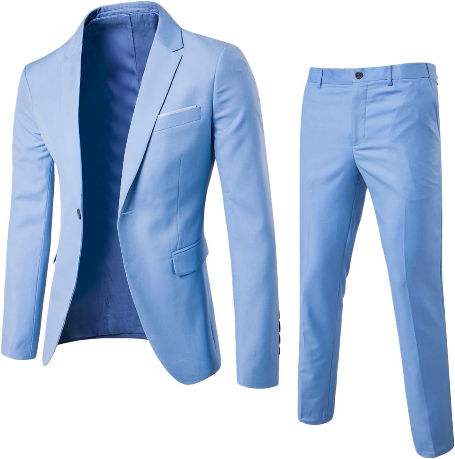 herr 2-delat kostymset slim fit med fallande en-knapp-drömare/brudgum kavaj och byxor för bröllop fest och affärer