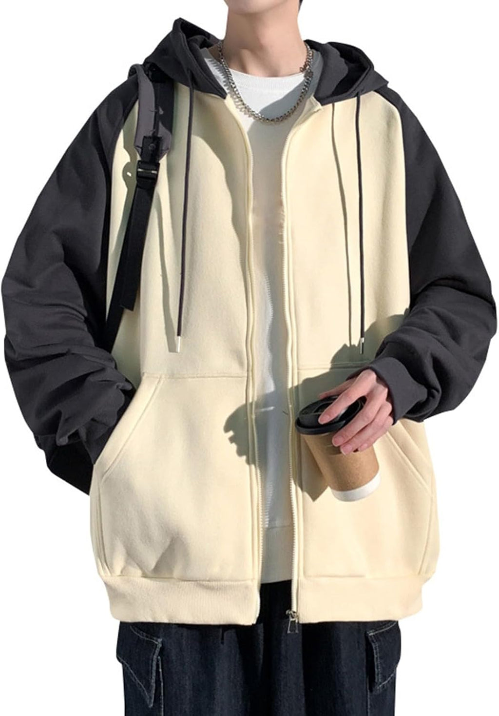 Y2K huvtröja herr hiphop huvtröja överdimensionerad passform urban huvtröjor Harajuku streetwear huvtröjor trendig koreansk tröja lös passform färg kontrast sweatshirt mode college jackor avslappnad