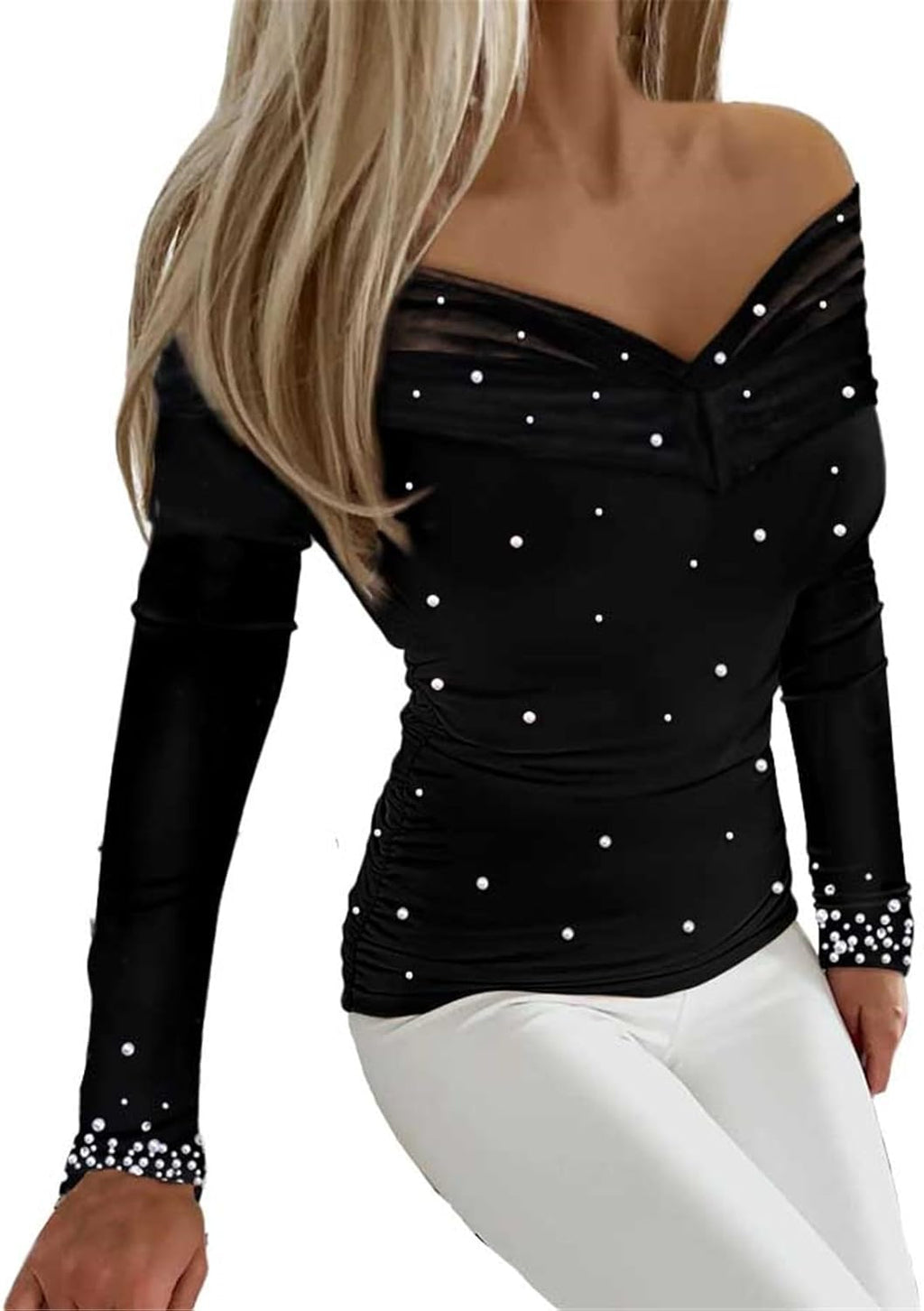 Glittertoppar damer festival blus glitter skjorta smal passform klubbkläder sexig långärmad rave party damtröja trendig nyårsafton outfit glamour skjortblus paljetter topp damer v-ringad