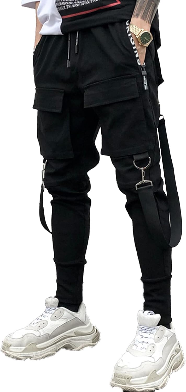 XYXIONGMAO Unisex Cargo haremsbyxor funktionella taktiska träningsbyxor byxor hiphop joggingbyxor techwear streetwear overaller