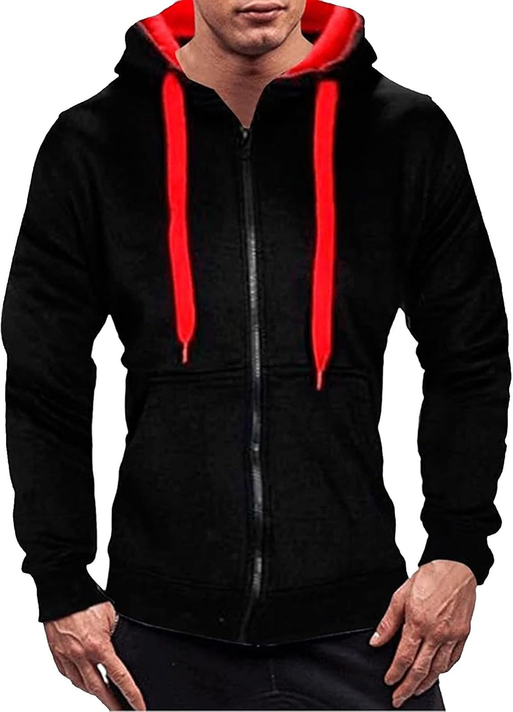 Generisk huvtröja för män, blousonjacka med dragkedja, dragsko, sweatjacka, överdimensionerad lös övergångsjacka, hip hop, trend, bomberjacka, enfärgad, ledig sportjacka för arbete och utomhus