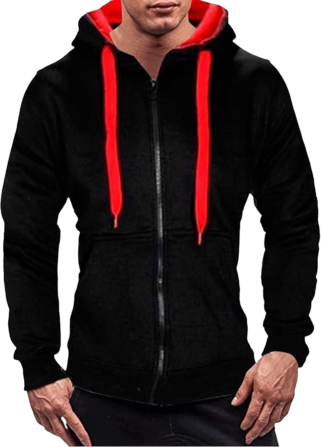 Generisk huvtröja för män, blousonjacka med dragkedja, dragsko, sweatjacka, överdimensionerad lös övergångsjacka, hip hop, trend, bomberjacka, enfärgad, ledig sportjacka för arbete och utomhus