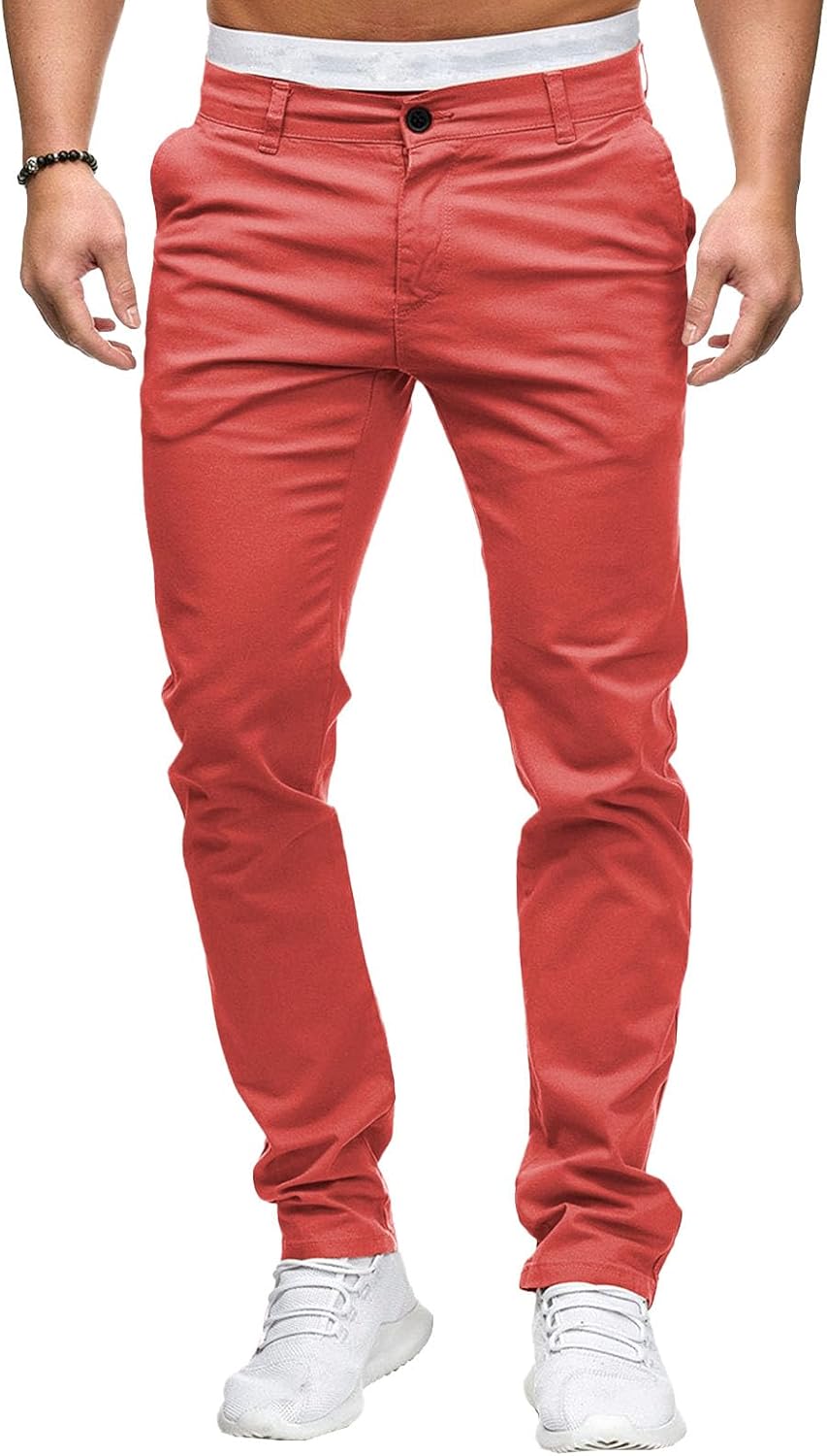 Herrbyxor med slim fit, chinos och stretch framtill, lätta affärsbyxor, vardagliga kontorsbyxor