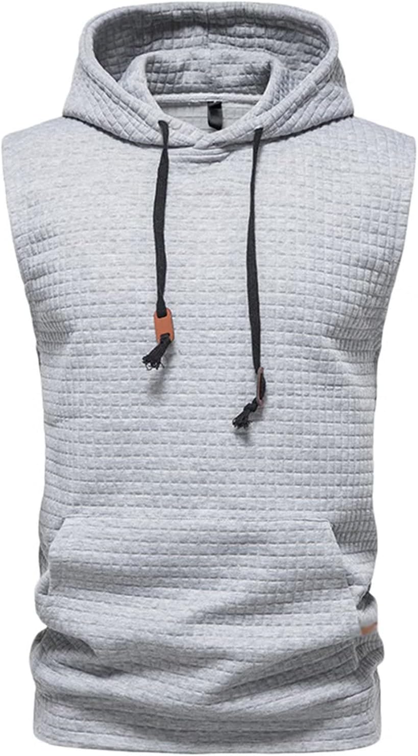 Men's Gym Tank Tops Sports T Shirt Fitness Tops Vest Sleeveless Hoodies with Pocket
