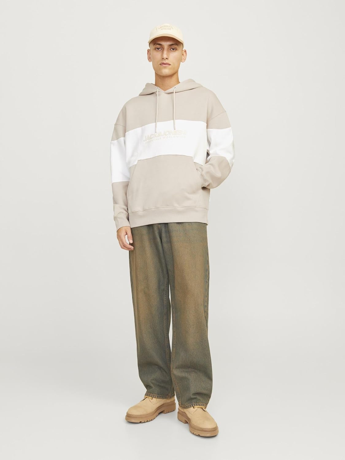 JACK&JONES JJELEGACY Blocking Sweat Hood NOOS, Månstrål/detalj: blockering, S