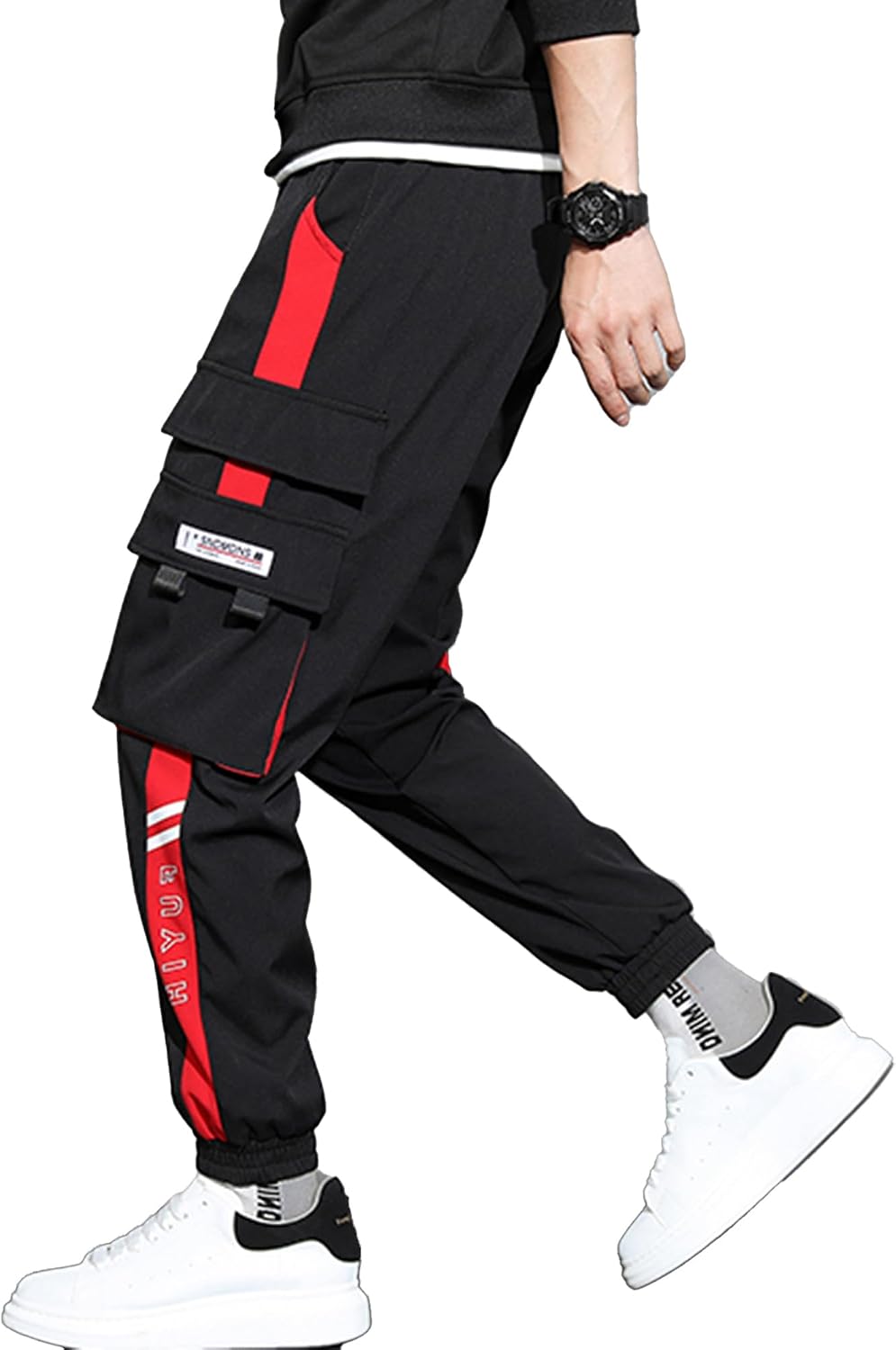 XYXIONGMAO Streetwear joggingbyxor casual sportbyxor säckiga vardagliga techwear hiphop träningsbyxor svarta cargobyxor för män
