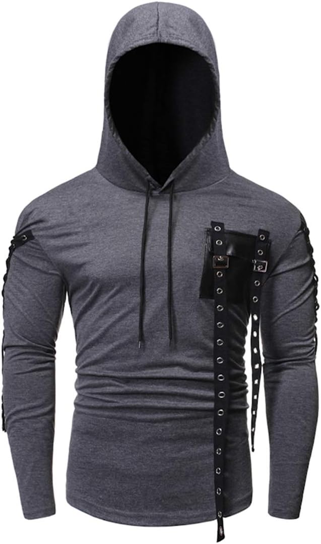 Herr Hooded Base Coat Personalized Pocket Casual Långärmad T-shirt Mens Hip Hop Long Sleeve Pullover Hoodies t Shirts Men's Long Sleeve Hoodie T Shirts V Neck Hooded Tops Tshirt