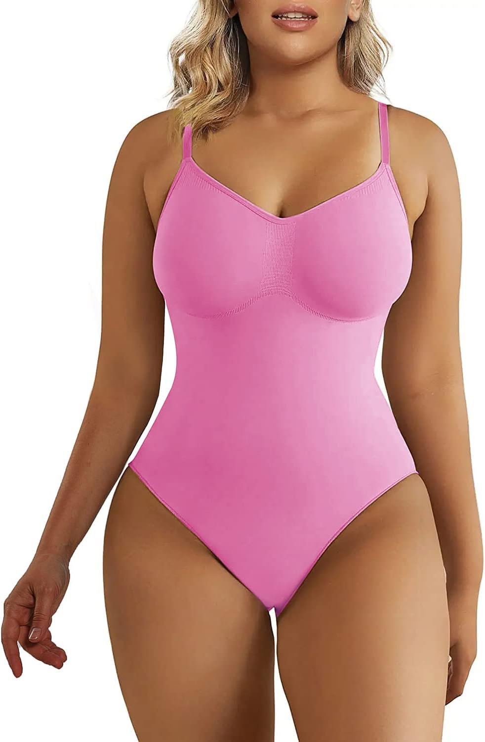 SHAPERX Women Sculpting Bodysuit Tummy Control Shapewear Seamless Body Shaper Thong Adjustable Straps