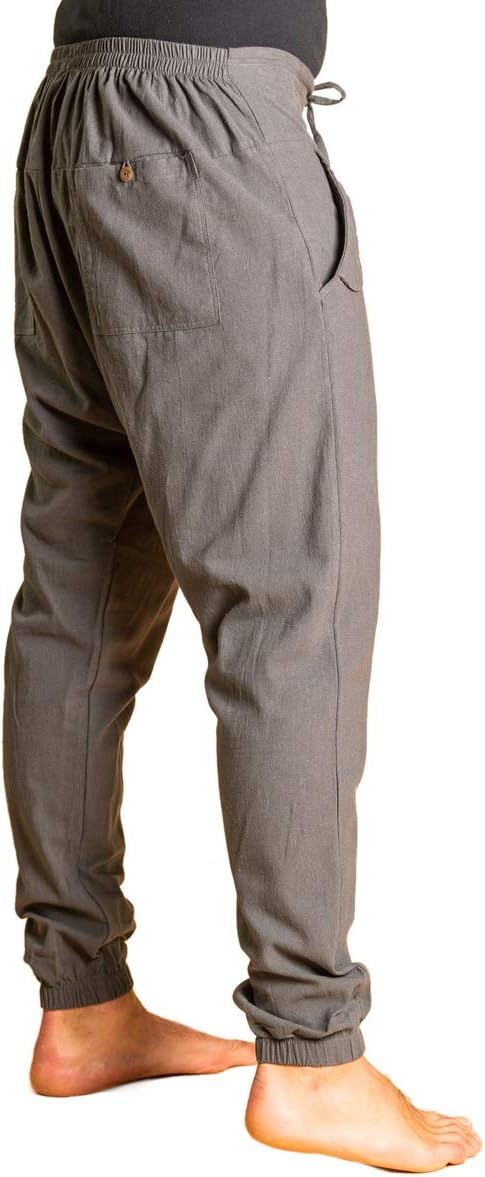 PANASIAM Yogi Pants Classic för dam och herr I bekväma fritidsbyxor i Aladin-Harem-stil – 100% bomull I optimal passform tack vare dragsko fram och elastisk linning bak I sommarbyxor