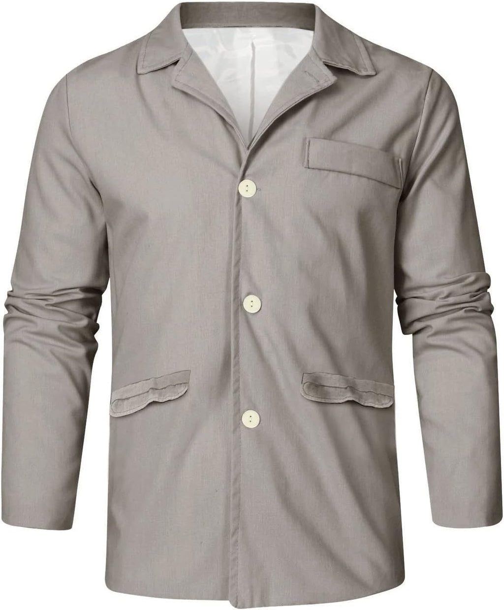 Lätt blazer för män tunn sommarrock herr vardaglig blazer fritid krage skjorta vår tunna rockar långärmad mysig jacka lös enfärgad skjortor andningsbar butt-up overshirt