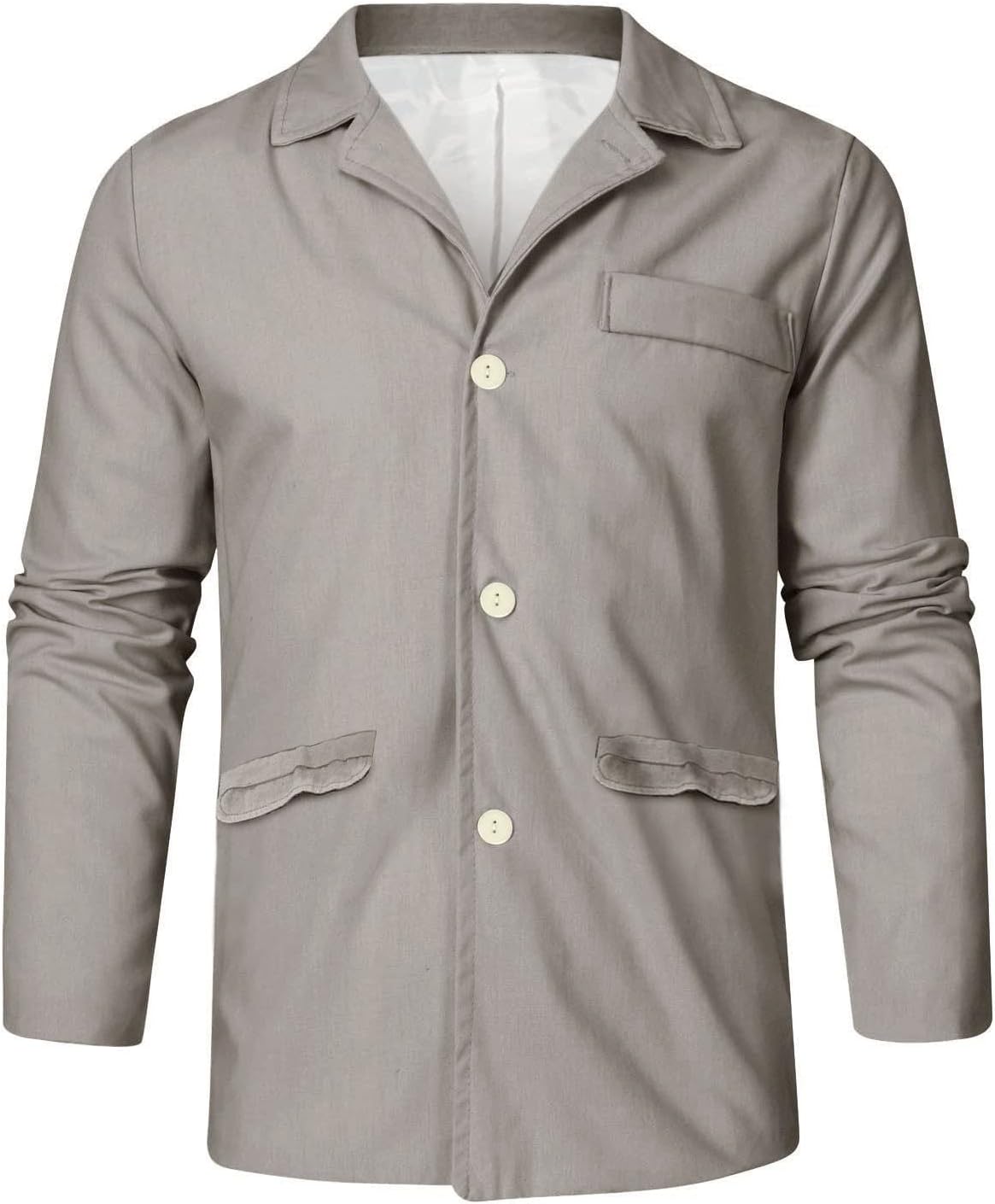 Lätt blazer för män tunn sommarrock herr vardaglig blazer fritid krage skjorta vår tunna rockar långärmad mysig jacka lös enfärgad skjortor andningsbar butt-up overshirt