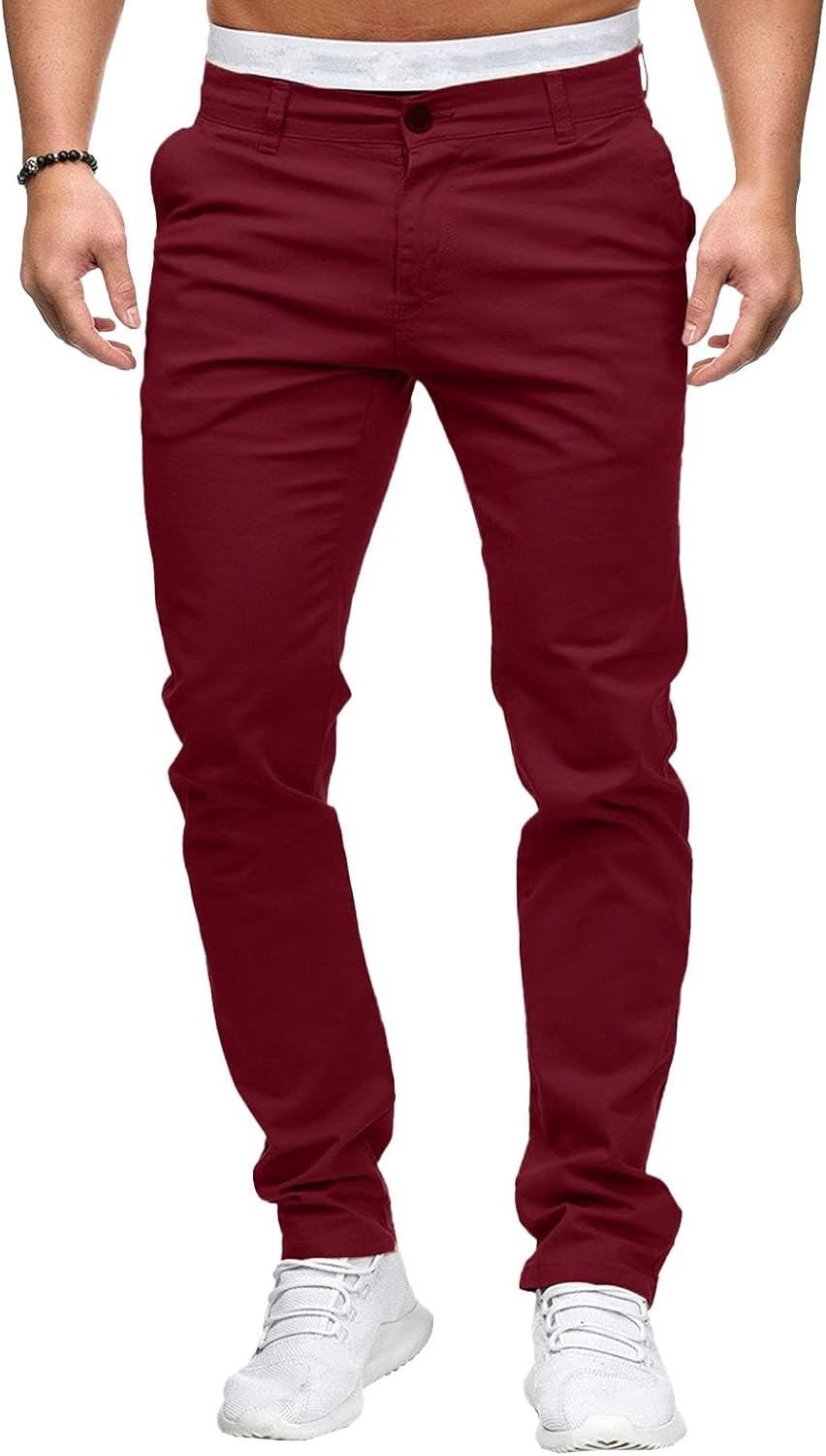 Herrbyxor med slim fit, chinos och stretch framtill, lätta affärsbyxor, vardagliga kontorsbyxor