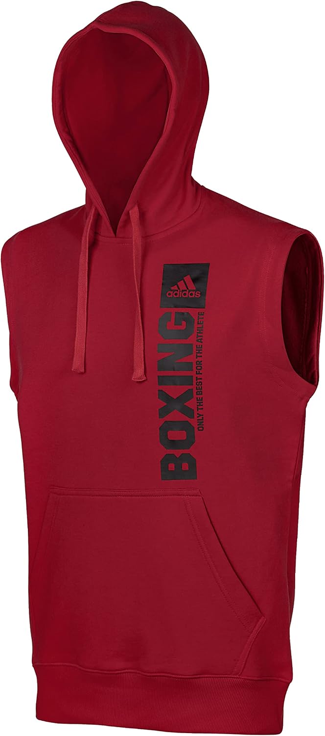 adidas Herr community vertikal huvtröja ärmlös boxning huvtröja ärmlös, röd/svart, XL, Röd/svart, XL