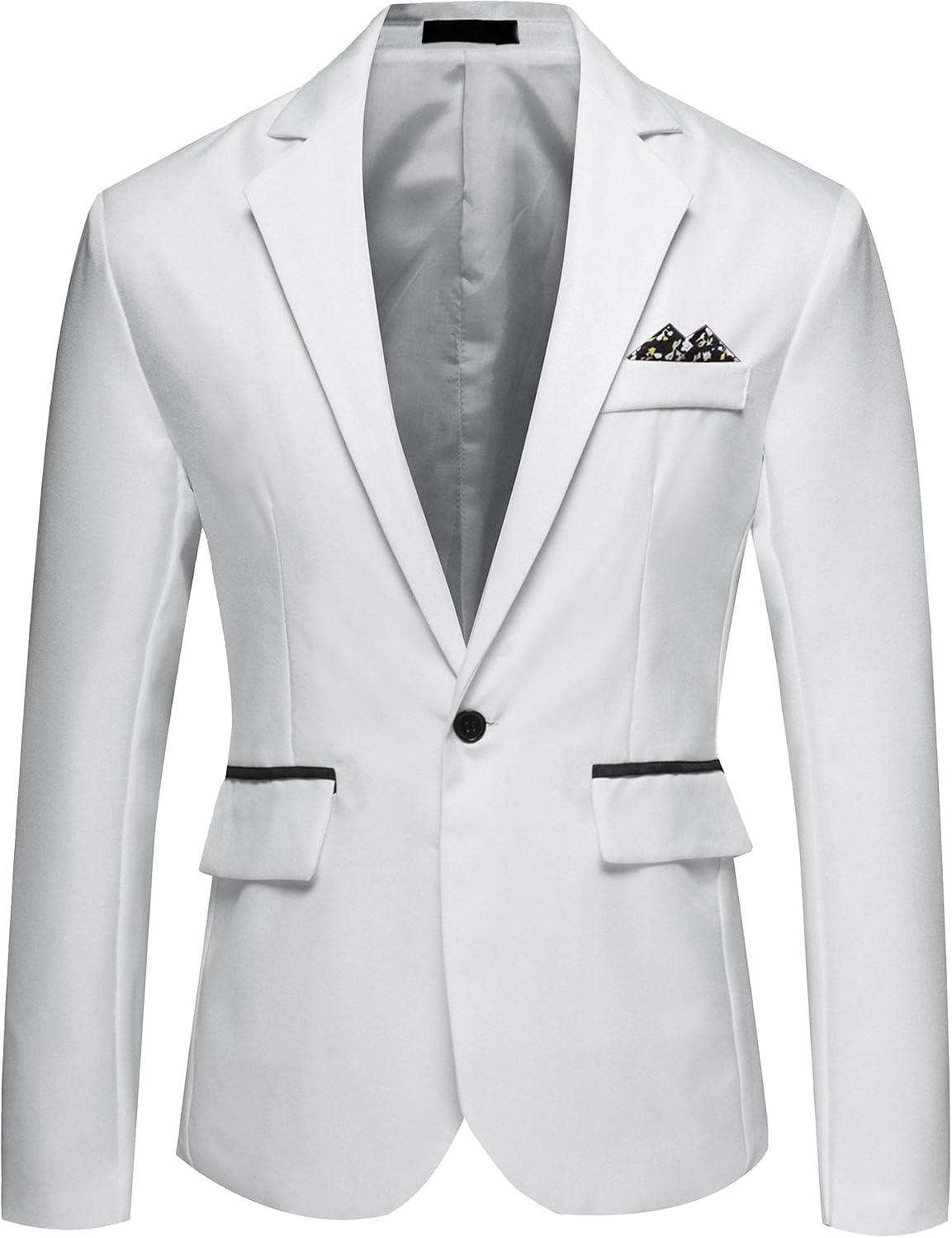 Herr smal passform en knapp blazer jacka notch kavajslag svart trim ficka solid sportdräkt kappa för vardaglig fest bal