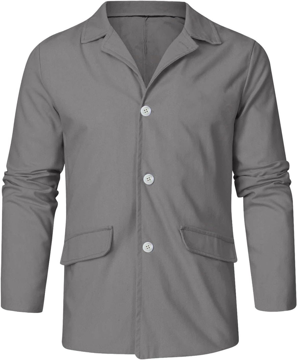 Lätt blazer för män tunn sommarrock herr vardaglig blazer fritid krage skjorta vår tunna rockar långärmad mysig jacka lös enfärgad skjortor andningsbar butt-up overshirt
