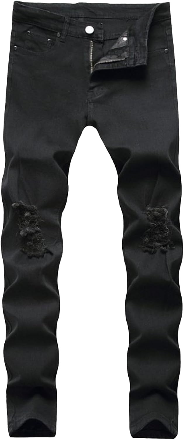 Herr Slim Fit-jeans herr stretch rippade slim fit skinny jeans mode raka ben komfortbyxor