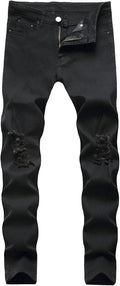 Herr Slim Fit-jeans herr stretch rippade slim fit skinny jeans mode raka ben komfortbyxor
