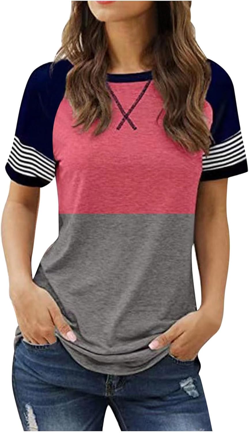 dam vardaglig tryckt rund hals kortärmad pullover t-shirt gul t-shirt dam