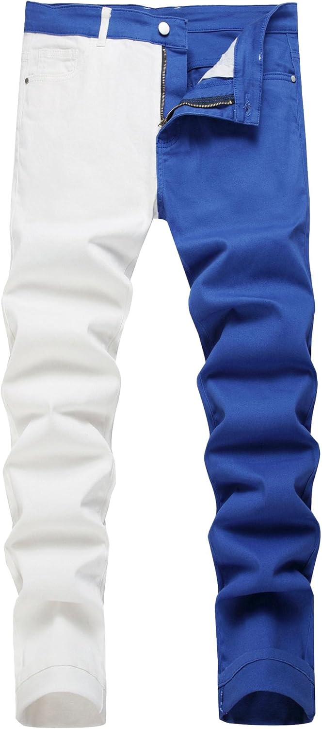 Smala jeans män vintage kontrastfärg smal normal denimbyxa