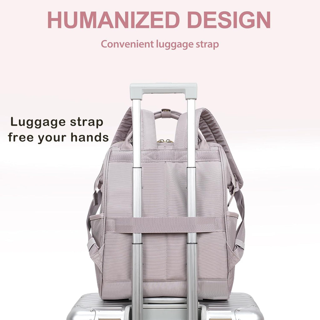 KROSER Laptop Ryggsäck Dator Ryggsäck College Casual Daypack, Quiltad dammig rosa, 17 inch