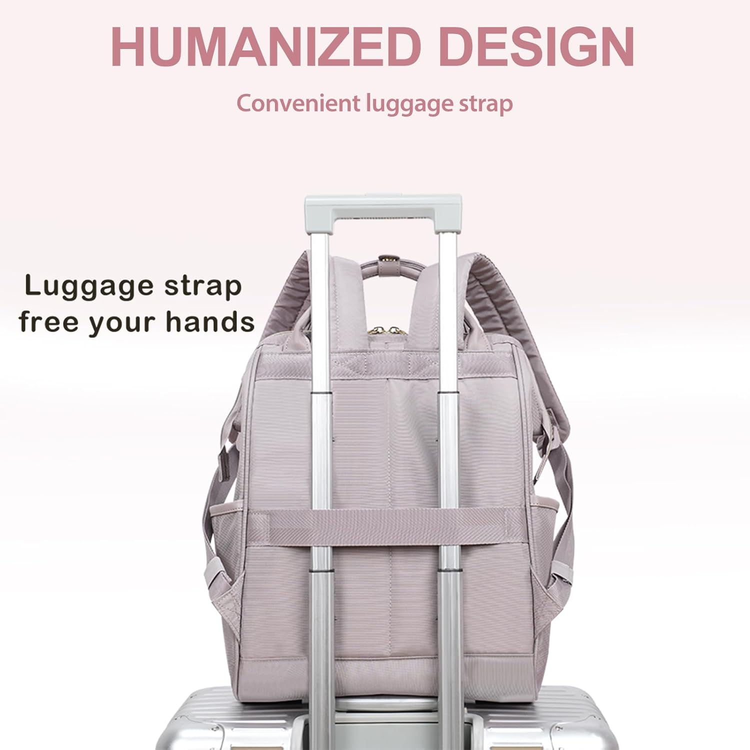 KROSER Laptop Ryggsäck Dator Ryggsäck College Casual Daypack, Quiltad dammig rosa, 17 inch