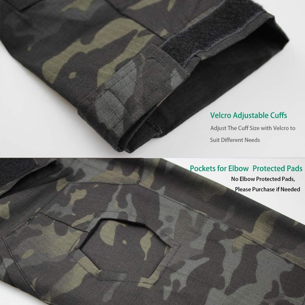 Tactical Combat T-shirt för män, Ripstop andningsbar tröja för jakt Military Airsoft