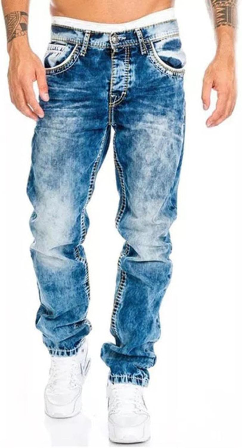 HANFBIO Mode klassisk herr premium lösa vida ben byxor business casual herrbyxor herr raka jeans