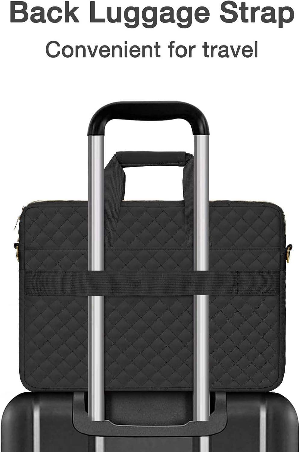 MOSISO Laptopväska, laptopväska, axelväska, dam, portfölj, handväska, kvadratisk quiltad laptopväska, axelväska, kontor, resor, affärer med 3 fickor och remmar