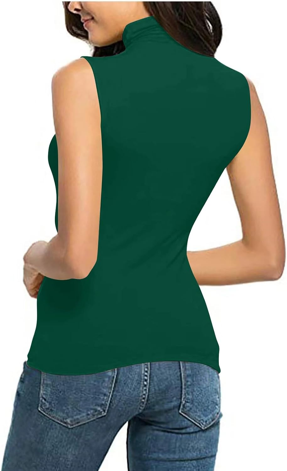T-shirt dam polokrage - chic och elegant linne för kvinnor smal passform bekväm ärmlös t-shirt enfärgad ledig flytande topp andningsbar lätt topp