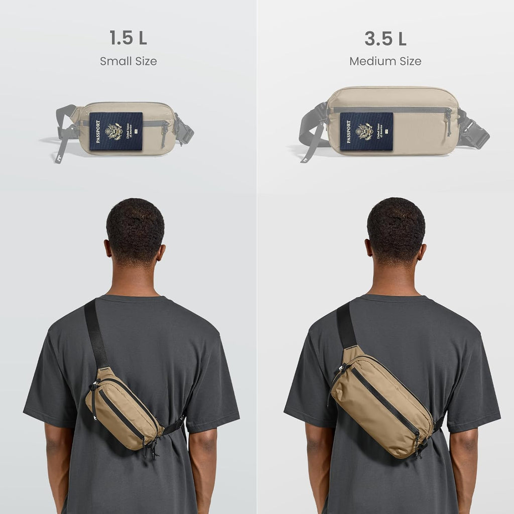 tomtoc 1,5 l crossbody väska med RFID-skydd, liten unisex axelremsväska, sling bag, lätt, vattentät sling bag, för utomhusresor, svart