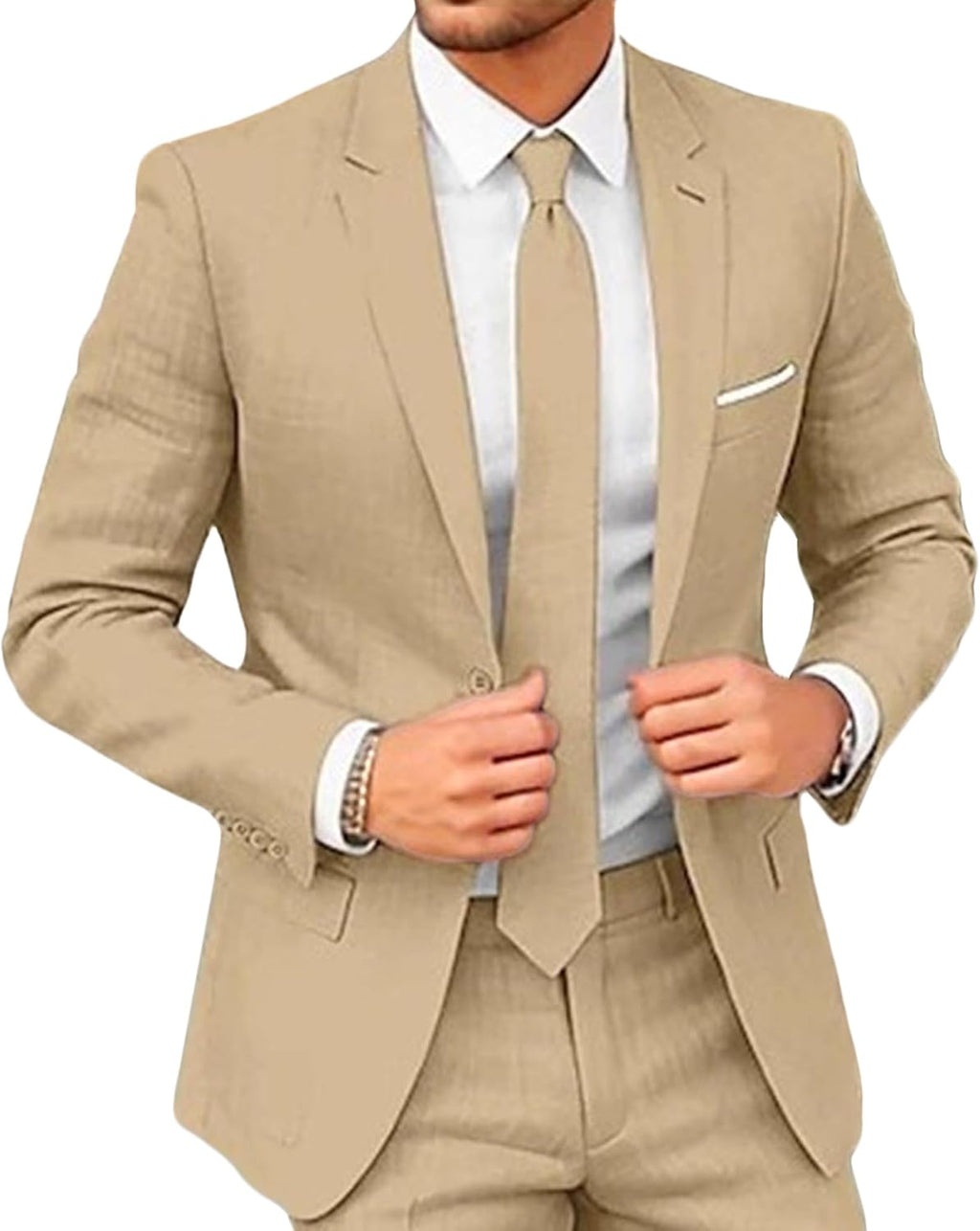 Herr Classic Fit bröllop formella set 2-delad kostym, solid jacka och byxor set för män bal fest & affärer