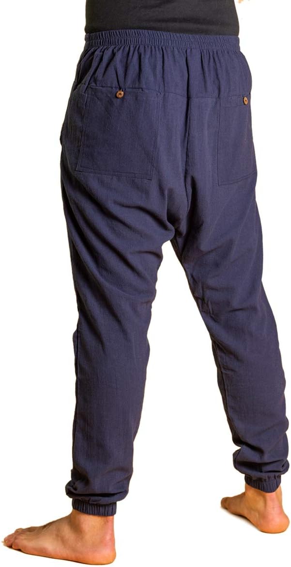 PANASIAM Yogi Pants Classic för dam och herr I bekväma fritidsbyxor i Aladin-Harem-stil – 100% bomull I optimal passform tack vare dragsko fram och elastisk linning bak I sommarbyxor