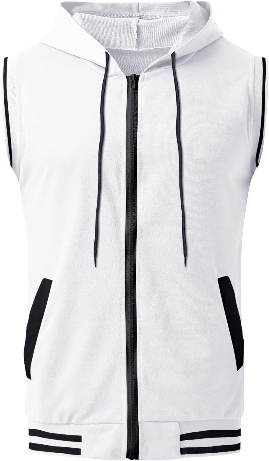 Sport huvjacka för män, tanktopp, huvtröja, gym, fitness, ärmlös huvtröja, muskelskjorta med dragkedja, ärmlös huvtröja för män med fickor, ledig tankskjorta med huva, sommarväst