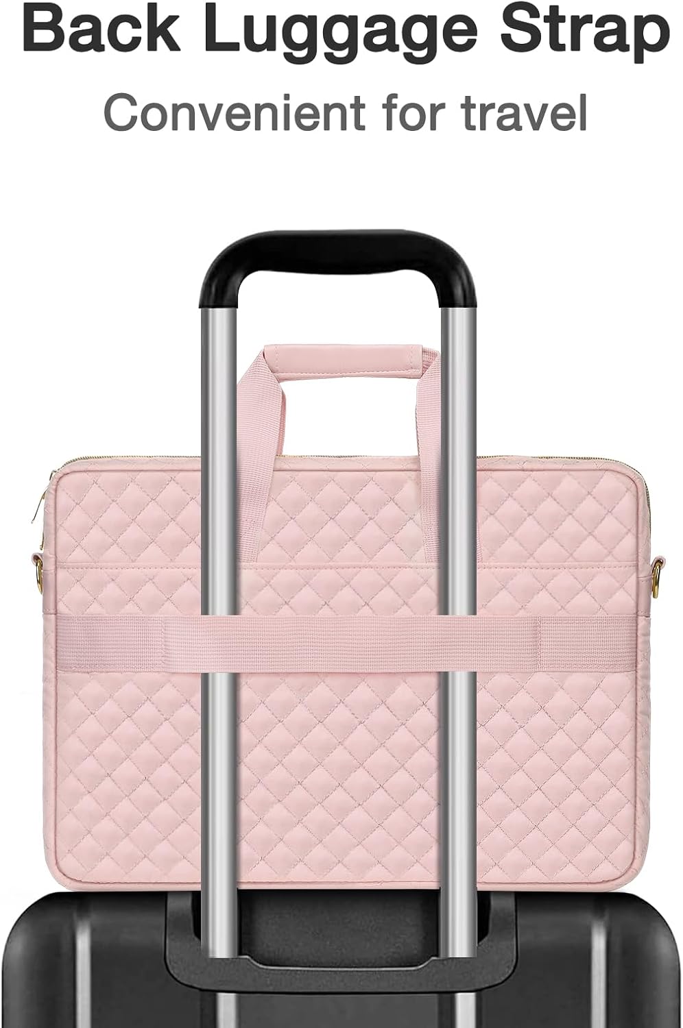 MOSISO Laptopväska, laptopväska, axelväska, dam, portfölj, handväska, kvadratisk quiltad laptopväska, axelväska, kontor, resor, affärer med 3 fickor och remmar