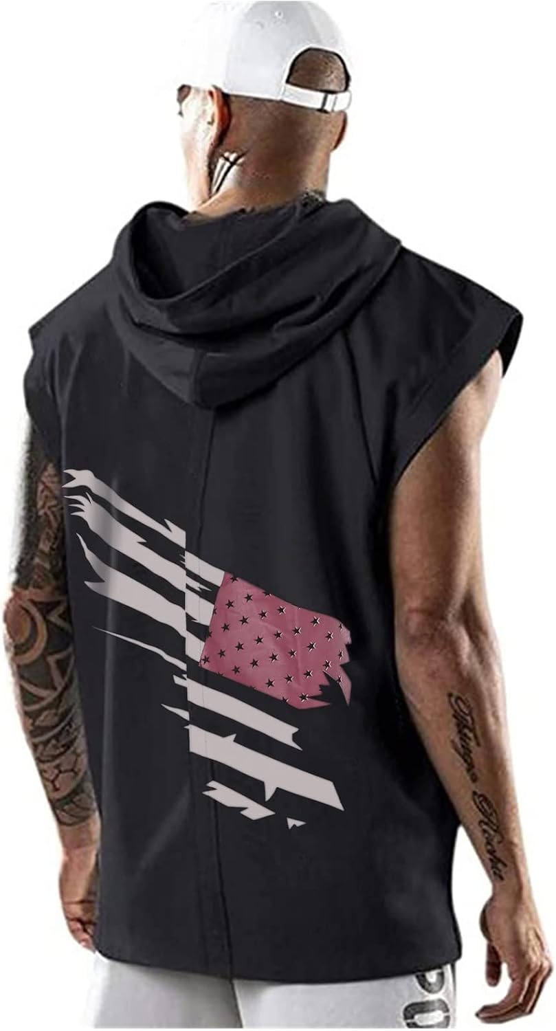 Mäns tanktopp träning ärmlös huvtröja sport fitness muskelskjorta gym huva tröja utan fickor enfärgad huvtröja lös fritid tankskjorta med huva mode remmar work out toppar topp