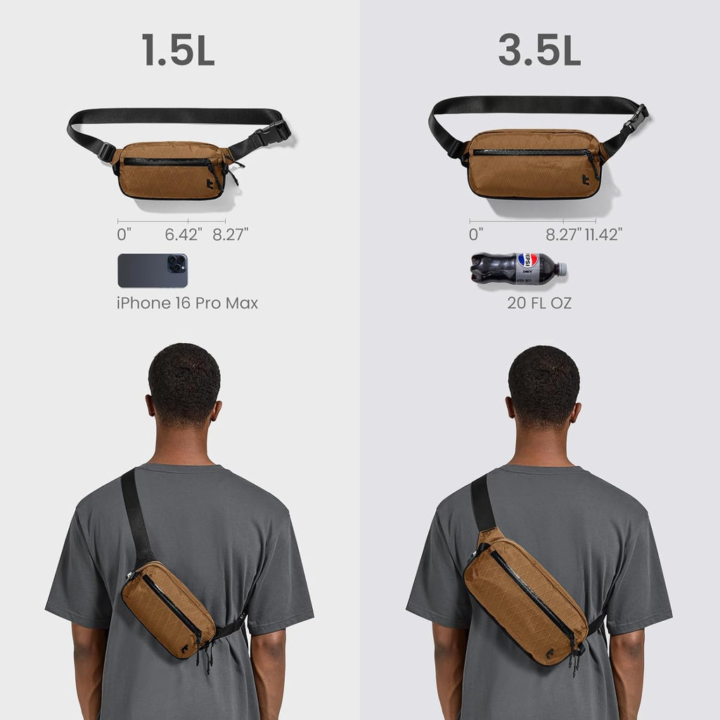 tomtoc 1,5 l crossbody väska med RFID-skydd, liten unisex axelremsväska, sling bag, lätt, vattentät sling bag, för utomhusresor, svart
