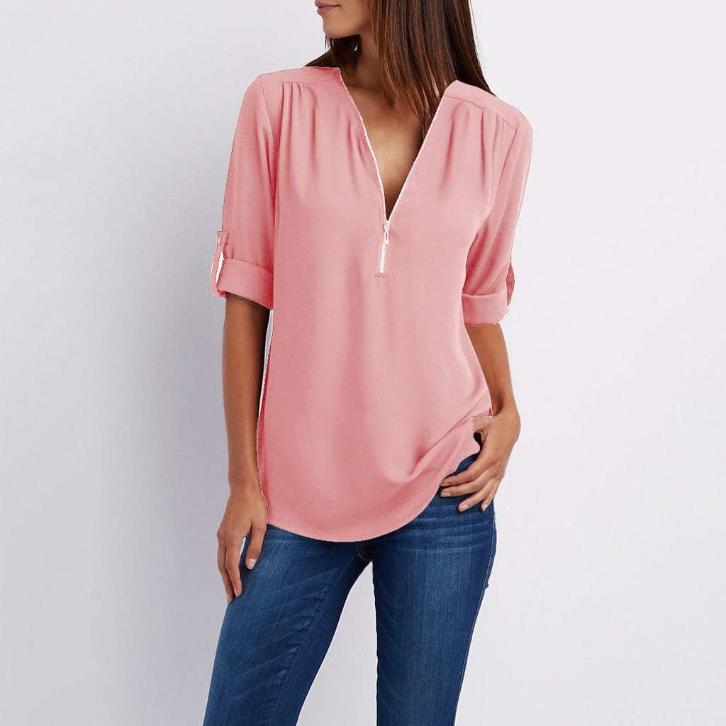 chiffongblus stora storlekar, toppar damer sommar elegant löst sittande blus damer lång damblus med dragkedja topp sommar damer t-shirt damer elegant sexig damer långärmad/kortärmad basic