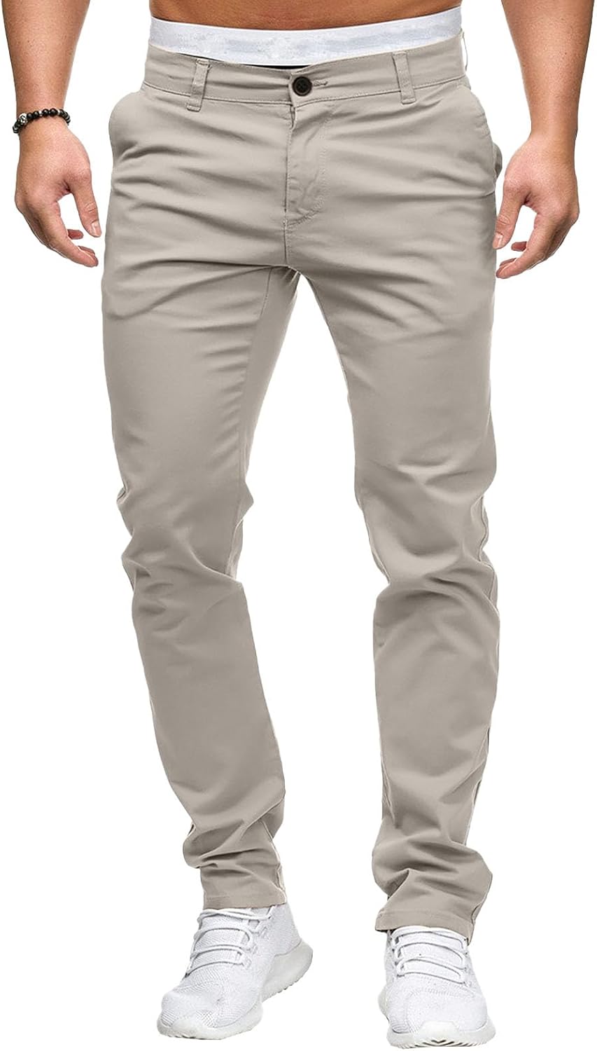 Herrbyxor med slim fit, chinos och stretch framtill, lätta affärsbyxor, vardagliga kontorsbyxor