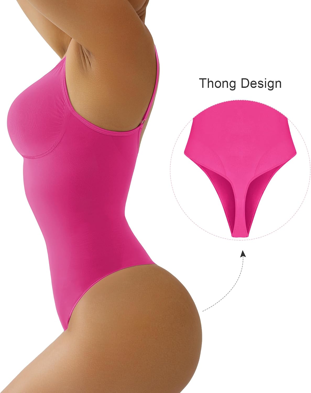 SHAPERX Women Sculpting Bodysuit Tummy Control Shapewear Seamless Body Shaper Thong Adjustable Straps